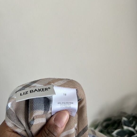 Vintage Liz Baker Midi Maxi Skirt Brown Burberry Check Nova Plaid Size 18 - Picture 5 of 6